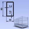 Profil stelaża 60x30x3,4mm aluminum surowe